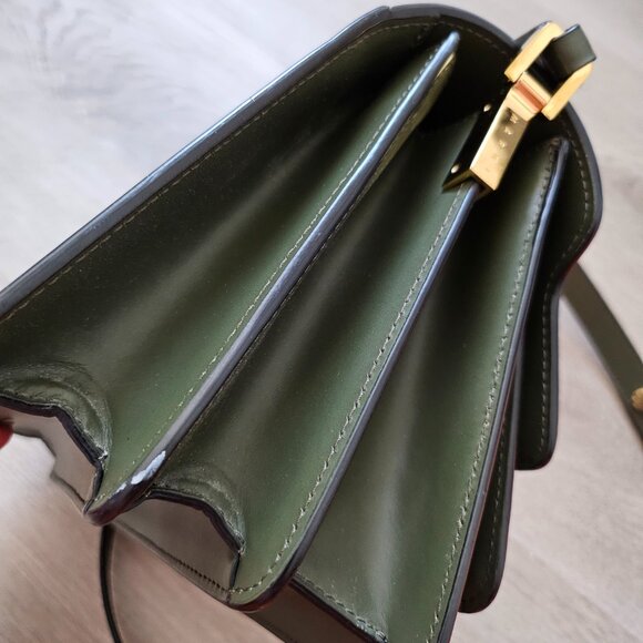 Marni Trunk Medium Leather sShoulder Bag Forest Green - Picture 12 of 16